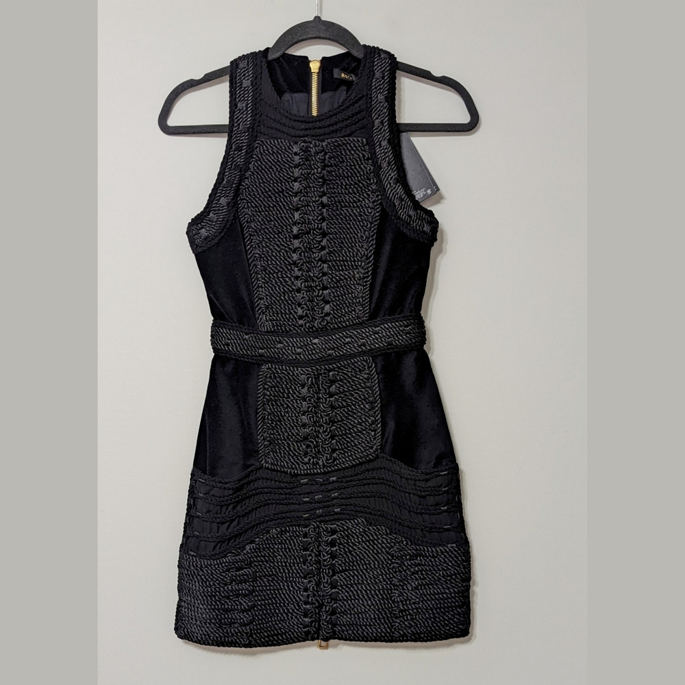 BALMAIN X H&M Limited Edition Runway Velvet Dress with Braided Embroidery Size 2